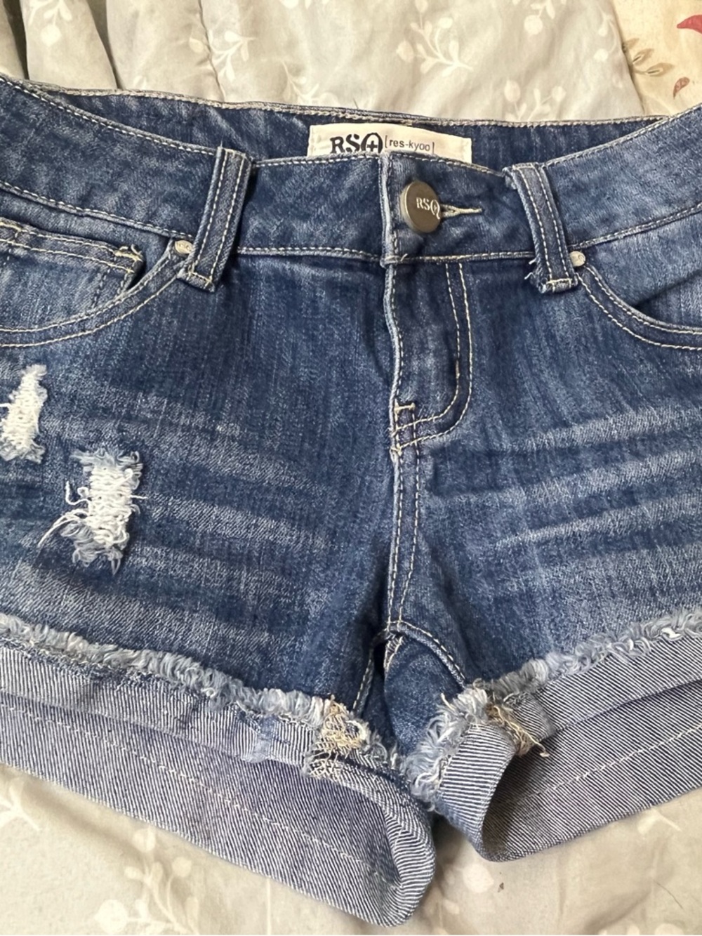 RSQ Women's Blue Distressed Denim Shorts Sz 3